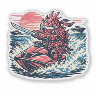 Drachenschlange-Frucht-Jet-Ski-Duellant — Vintage- Aufkleber