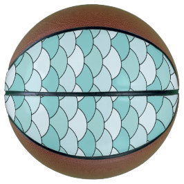 Drachenschuppen, Fächer, Wellen, Seigaiha, Blau Basketball