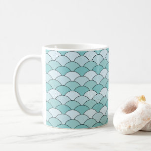 Drachenschuppen, Fächer, Wellen, Seigaiha, Blau Kaffeetasse
