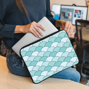 Drachenschuppen, Fächer, Wellen, Seigaiha, Blau Laptopschutzhülle