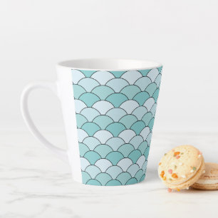 Drachenschuppen, Fächer, Wellen, Seigaiha, Blau Milchtasse