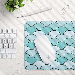 Drachenschuppen, Fächer, Wellen, Seigaiha, Blau Mousepad