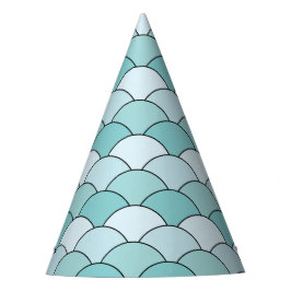 Drachenschuppen, Fächer, Wellen, Seigaiha, Blau Partyhütchen