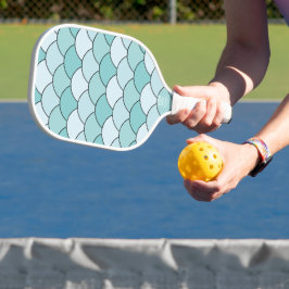 Drachenschuppen, Fächer, Wellen, Seigaiha, Blau Pickleball Schläger