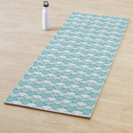 Drachenschuppen, Fächer, Wellen, Seigaiha, Blau Yogamatte