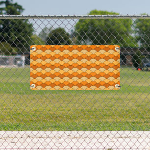 Drachenschuppen, Fächer, Wellen, Seigaiha, Orange Banner