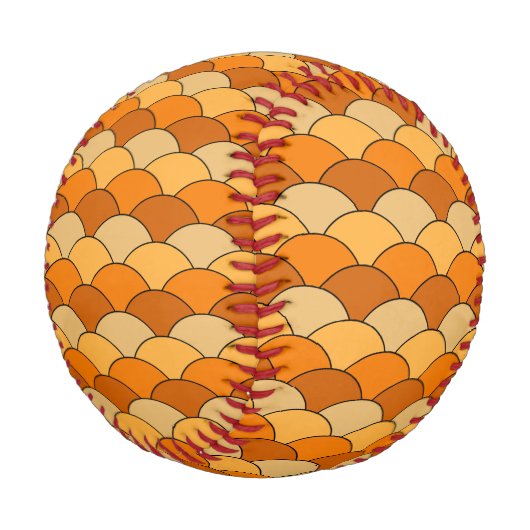 Drachenschuppen, Fächer, Wellen, Seigaiha, Orange Baseball (Schrägansicht)