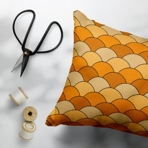 Drachenschuppen, Fächer, Wellen, Seigaiha, Orange Dekokissen