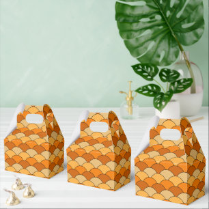 Drachenschuppen, Fächer, Wellen, Seigaiha, Orange Geschenkschachtel