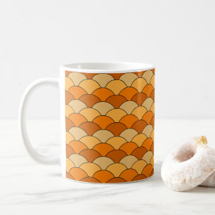Drachenschuppen, Fächer, Wellen, Seigaiha, Orange Kaffeetasse