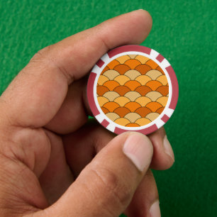 Drachenschuppen, Fächer, Wellen, Seigaiha, Orange Pokerchips