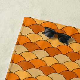 Drachenschuppen, Fächer, Wellen, Seigaiha, Orange Strandtuch