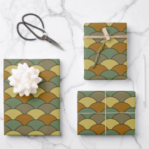 Drachenschuppen, Fächer, Wellen, Seigaiha, Tarnung Geschenkpapier Set
