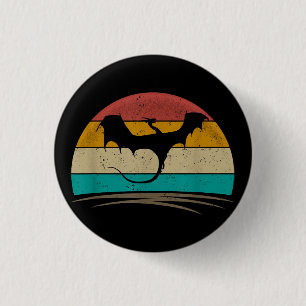 Drachenshirt Retro Vintage Drache Fabelwesen Button