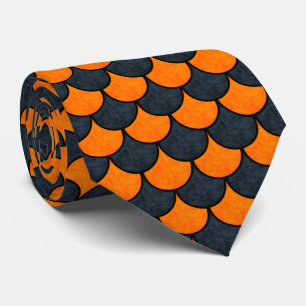 Drachenskala in Schwarz und Orange Grunge Krawatte