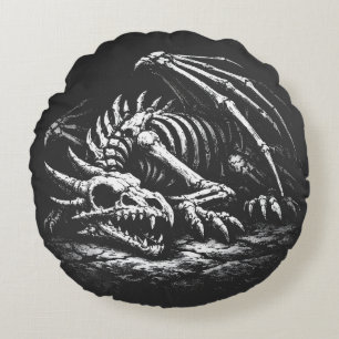 Drachenskelett — von BurnsInHell Rundes Kissen