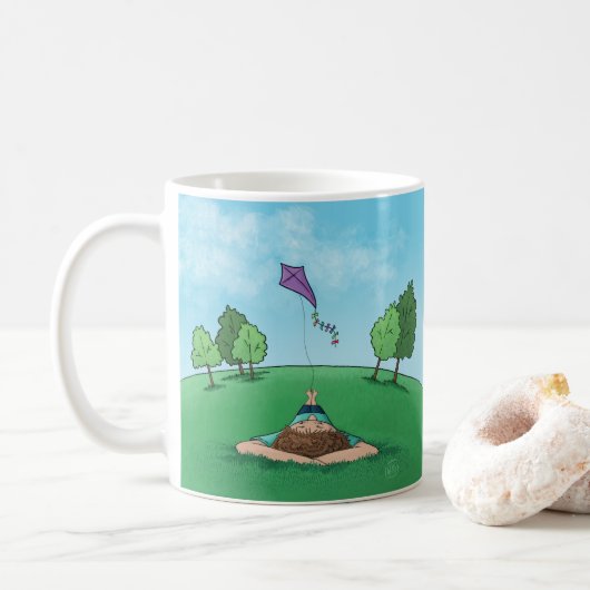 Drachenspielendes Design Kaffeetasse (Mit Donut)