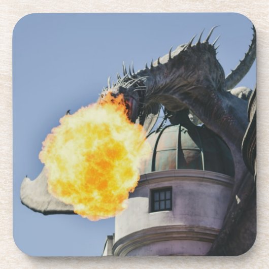 Drachenstatue zum Feueratmen Getränkeuntersetzer (Vorderseite)
