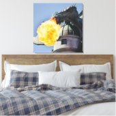 Drachenstatue zum Feueratmen Leinwanddruck (Insitu (Schlafzimmer))