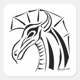 Drachensticker-Platz Quadratischer Aufkleber