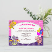 Drachenthema für Girls Geburtstag Einladung (Stehend Vorderseite)