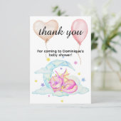 Drachenträume stummen - Babydusche Dankeskarte (Stehend Vorderseite)