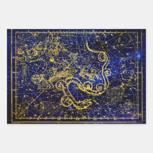 Draco Gold Celestial Constellation Geschenkpapier Set (Vorderseite 3)