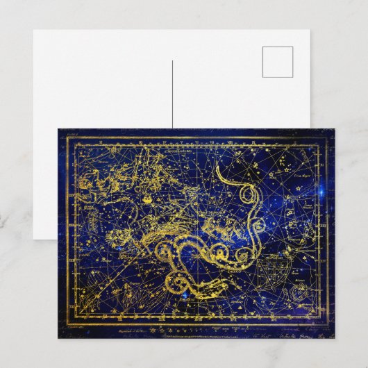 Draco Gold Constellation Imitate Postkarte (Vorne/Hinten)