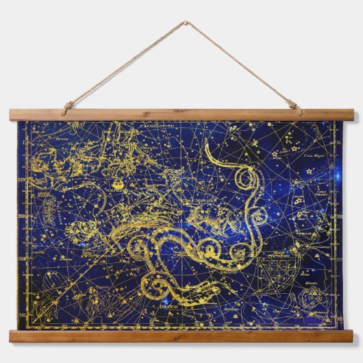 Draco-Gold-Konstellation Wandteppich Mit Holzrahmen (Vorne)