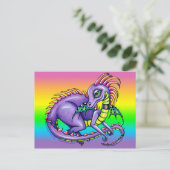 "Draco" Niedlicher Baby Rainbow Dragon Postcard Postkarte (Stehend Vorderseite)