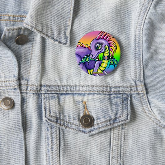 "Draco-" niedlicher Baby-Regenbogen-Drache Pinback Button (Beispiel)