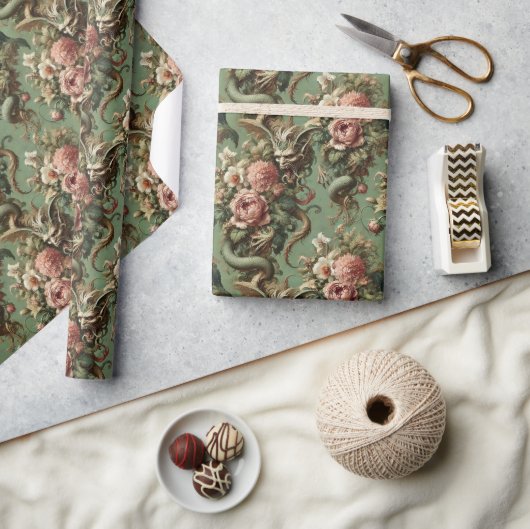 Drac's Finery - Mythischer Gotischer Drache Bandan Geschenkpapier (Kunsthandwerk)