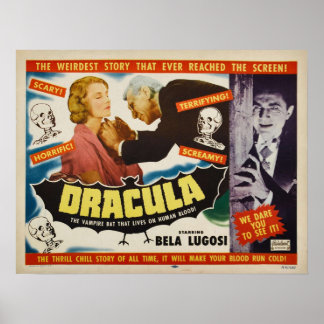 Dracula Bela Lugosi Horror Movie 1951 Print Poster