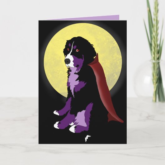 Dracula Bernese Mountain Dog Halloween Karte (Vorderseite)
