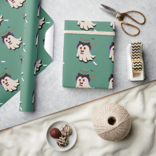 Dracula Boo Muster Bay Leaf Wrapping Paper Geschenkpapier