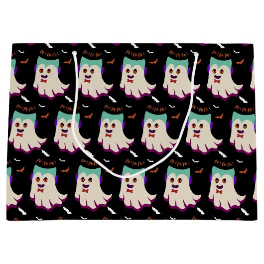 Dracula Boo Muster Black Large Gift Bag Große Geschenktüte (Vorderseite)