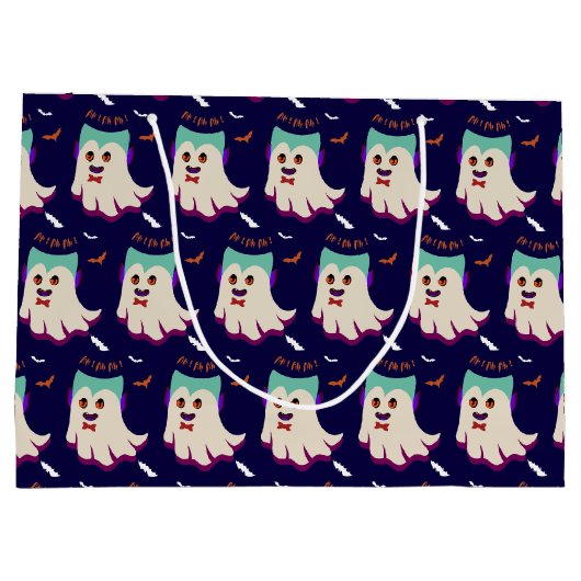 Dracula Boo Muster Black Large Gift Bag Große Geschenktüte (Rückseite)