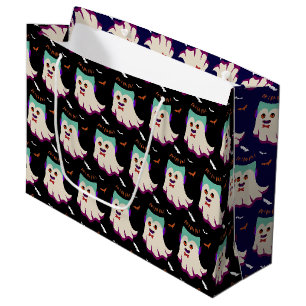 Dracula Boo Muster Black Large Gift Bag Große Geschenktüte