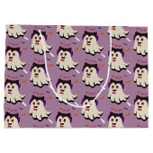 Dracula Boo Muster Lavender Große Geschenktasche Geschenktüte (Rückseite)