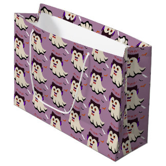 Dracula Boo Muster Lavender Große Geschenktasche Geschenktüte