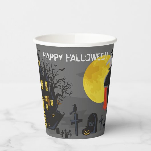 Dracula Castle Spooky Halloween Pappbecher (Links)