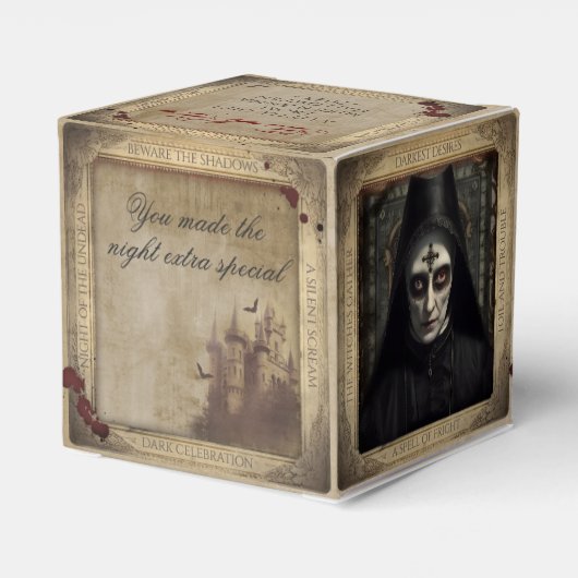 Dracula, Creepy Nun und Ghost Halloween Geschenkschachtel (Rückseite)