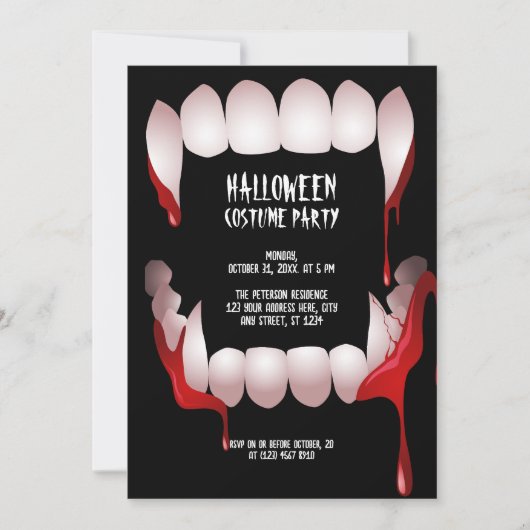 Dracula-Fangs-Party Einladung Halloween-Kostüm (Vorderseite)