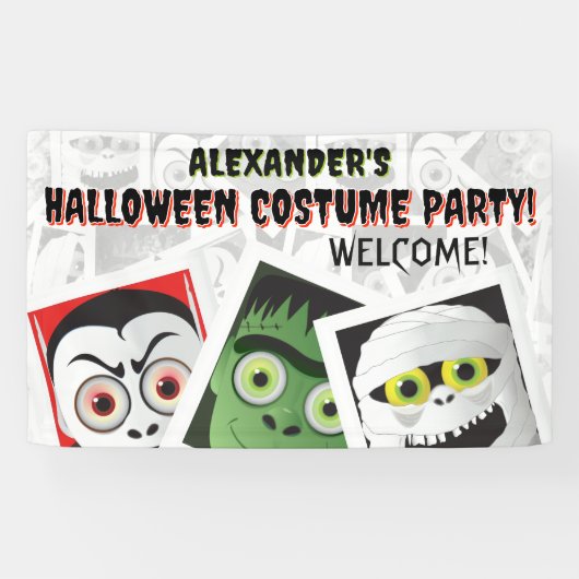 Dracula Frankenstein Mummy Halloween Monster Foto Banner (Horizontal)
