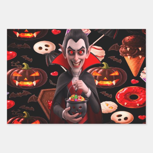 Dracula Gothic Horror Halloween Geschenkpapier Set (Vorderseite 3)