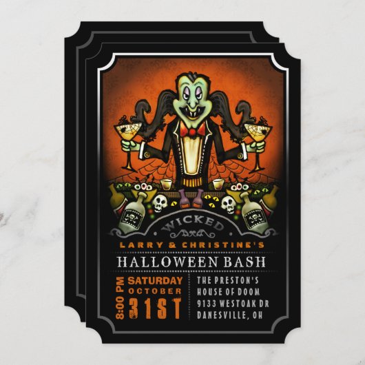 Dracula Halloween Bash Party Spaß Einladung (Vorne/Hinten)