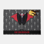 Dracula Halloween Individuelle Name Skulls Flederm Fußmatte (Vorderseite)