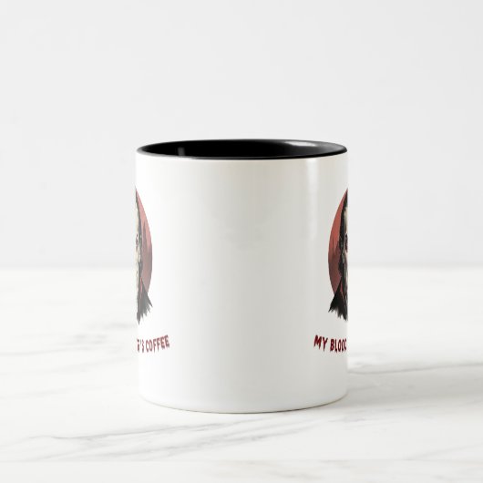Dracula "Mein Bluttyp ist Kaffee" Funny Mug Zweifarbige Tasse (Mittel)