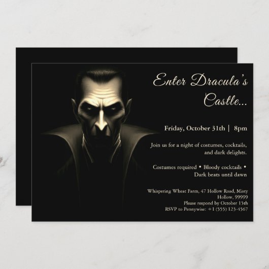 Dracula-Nacht | Halloween Costume Party Einladung (Vorne/Hinten)