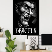 Dracula Portrait Schwarz-Weiß Poster (Heimbüro)